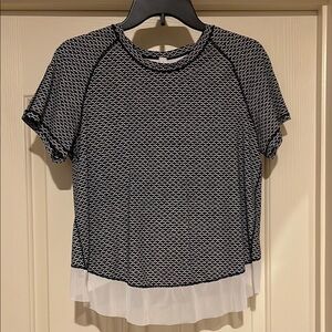 Lululemon Athletica Black and White Crop T-Shirt